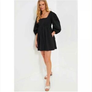 POMADNER PLACE TUCKERNUCK WOMENS BLACK JENNY MINI DRESS PUFF SLEEVE SIZE LARGE